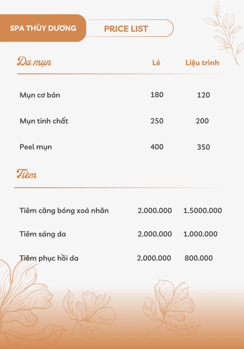 Bảng Giá Dịch Vụ 1